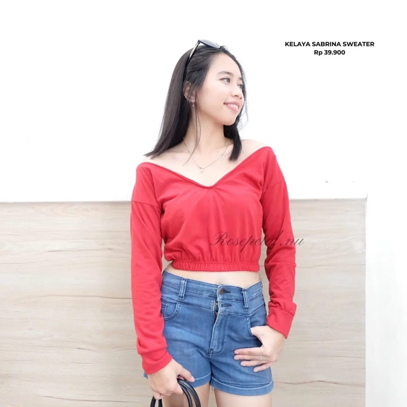 SALE KELAYA SABRINA SWEATER / sweater sabrina / sweater crop top / sabrina crop top / sweater korea