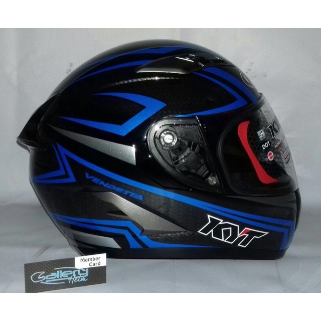 KYT Vendetta 2 Carbon Black Blue Fluo