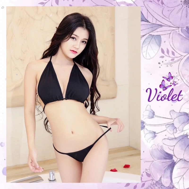 Violet Sexy Bra G String Set Bikini Lingerie tali thong bra 1101