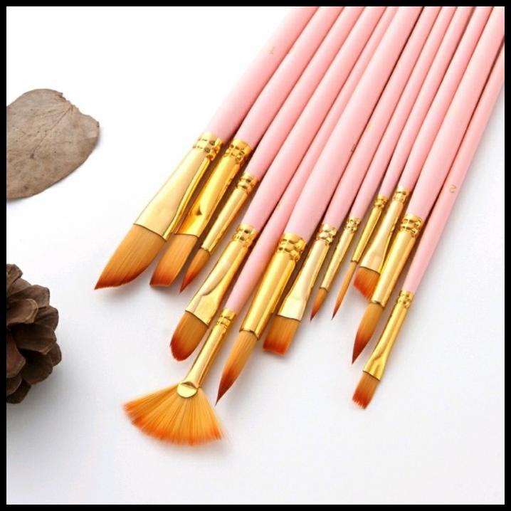 

Kuas Lukis Set 12 Pcs Untuk Cat Acrylic/ Cat Minyak