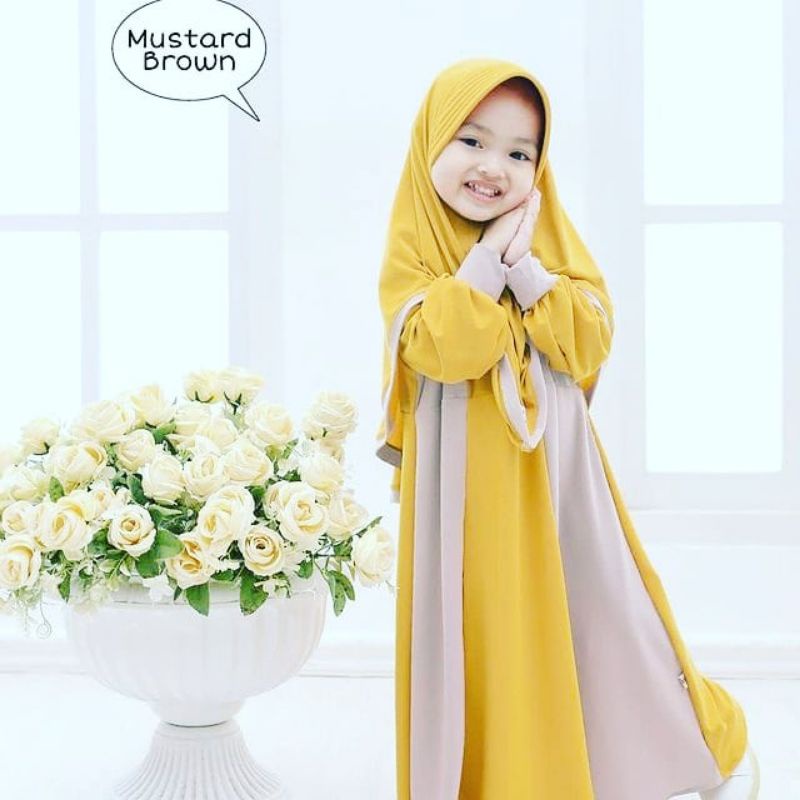 gamis  anak set kombinasi warna  terbaru original fillah