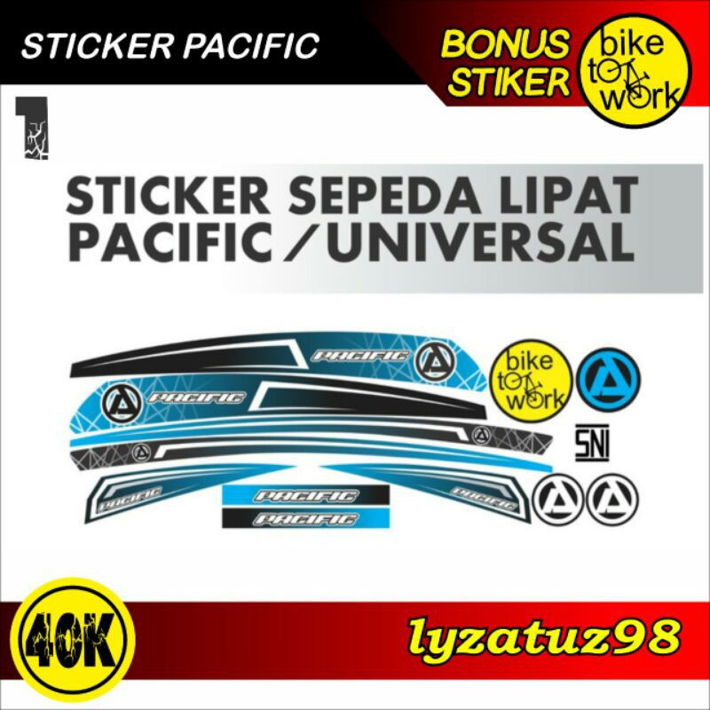 STIKER SEPEDA LIPAT PACIFIC UNIVERSAL (BISA REQUEST NAMA DAN WARNA)
