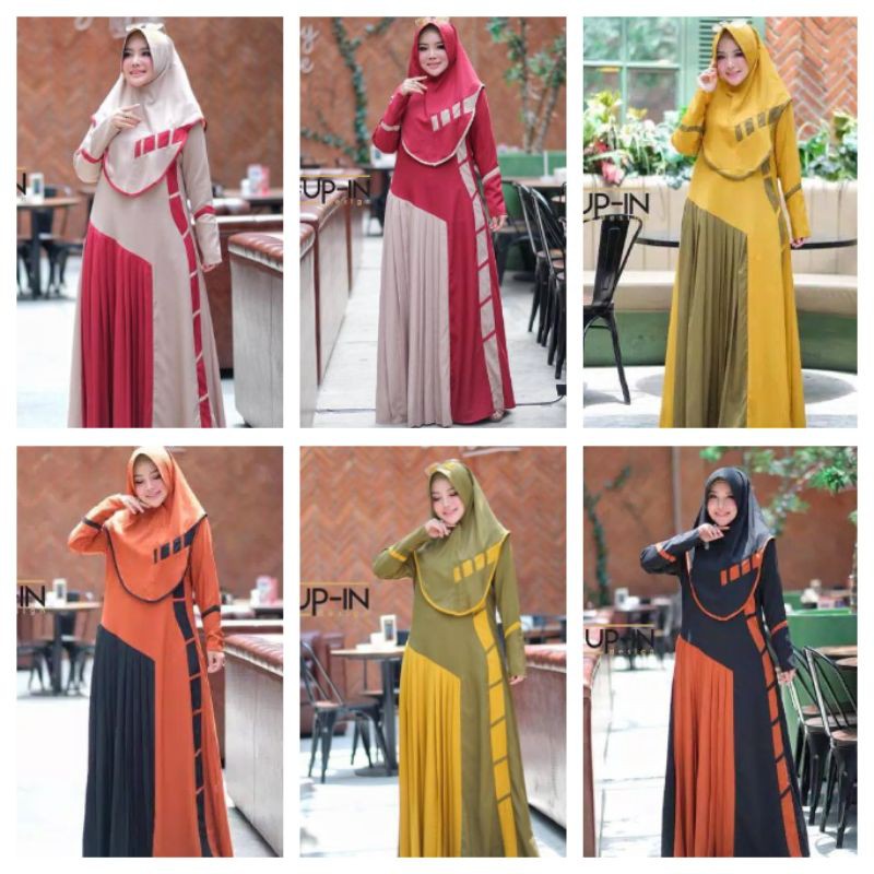 [Fashion Muslim] Gamis SYAR'I Cup-in Karisa Dahlia Clara Rimaya Maira set hijab DRESS  terbaru | kekinian