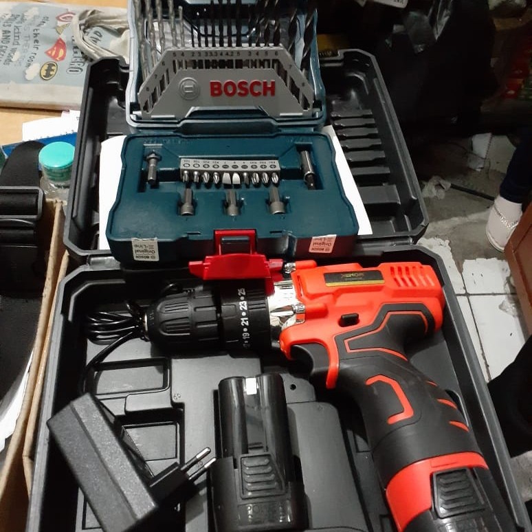 Mesin Bor Impact Cordless Xenon CDID free Mata Bor Set BOSCH