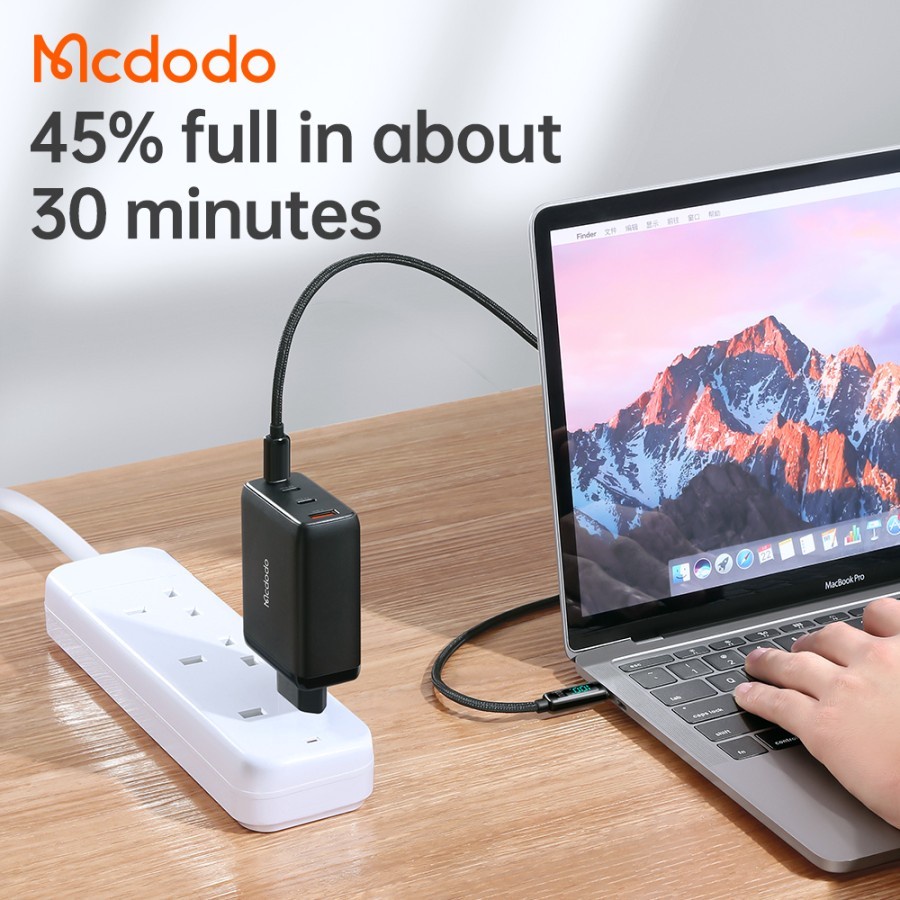 MCDODO CH-0771 Adaptor Kepala Charger GaN 4 Port 120W QC 5A USB Type C iPad Macbook Laptop + Kabel Type C To Type C