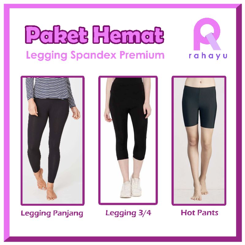 Legging Paket Hemat / Legging Paket 3pcs (Legging Panjang, Legging 3/4, Legging Sepaha atau Hotpants)