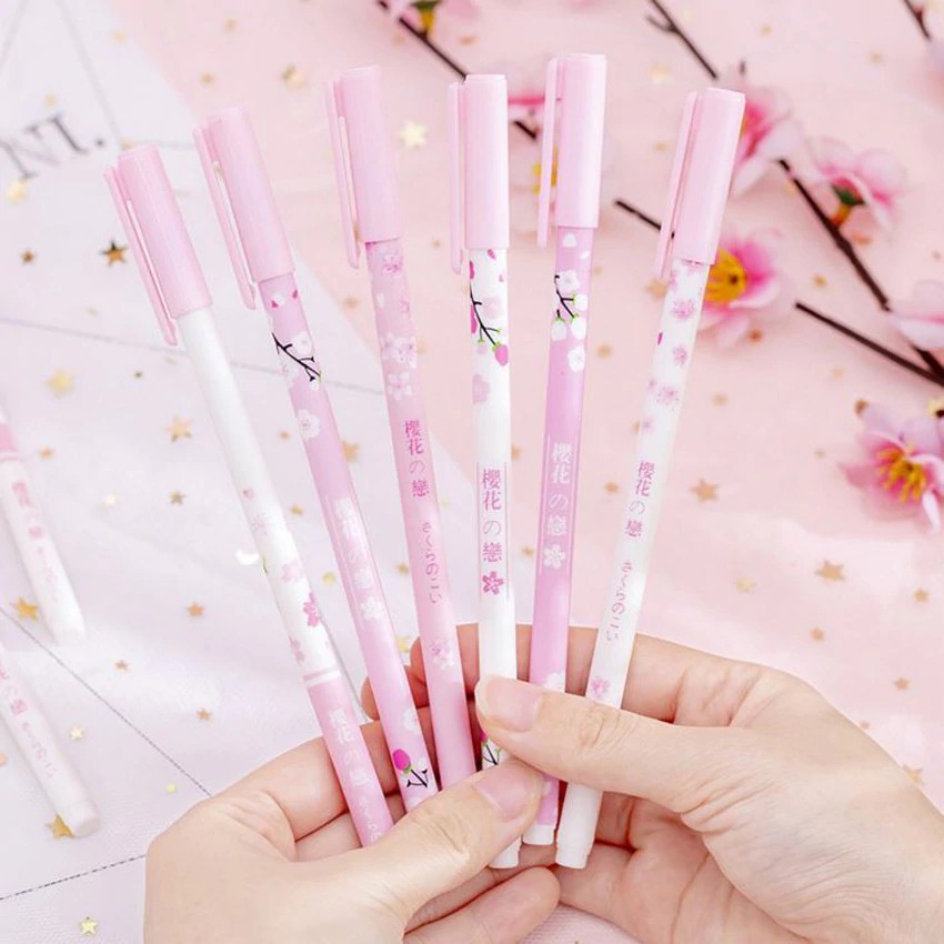 

1 LUSIN PULPEN GEL MOTIF BUNGA SAKURA LUCU IMUT / BOLPEN GEL KARAKTER PP33