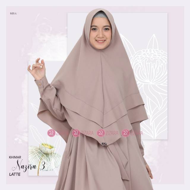 [READY STOCK] NAZIRA PAD KHIMAR BY ZIZARA BAHAN WOLLYCREPE PET ANTEM DUA LAYER