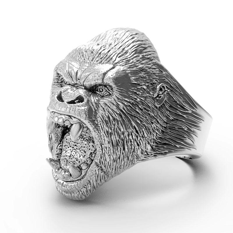 Pop gorilla menderu cincin pria baja titanium