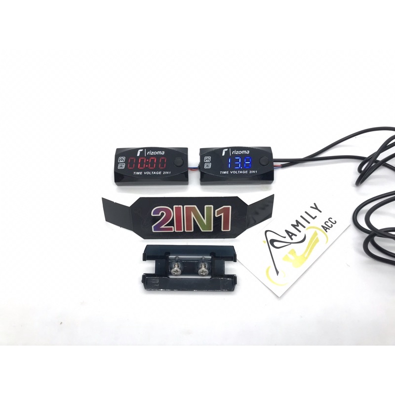 Voltmeter Rizoma 2in1 Digital Jam dan Volt Meter Aki Untuk Semua Jenis Motor Bisa Universal