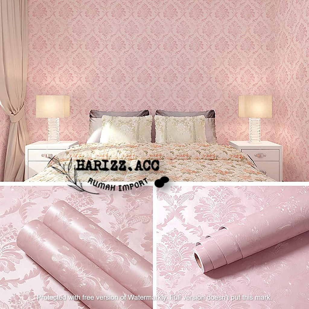 WALLPAPER STIKER DINDING BATIK PINK EMBOS