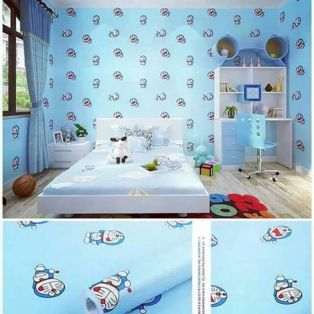 Wallpaper Murah - Wallpaper Dinding Stiker Dinding - Wallpaper Dinding Minimalis - Doraemon Polos