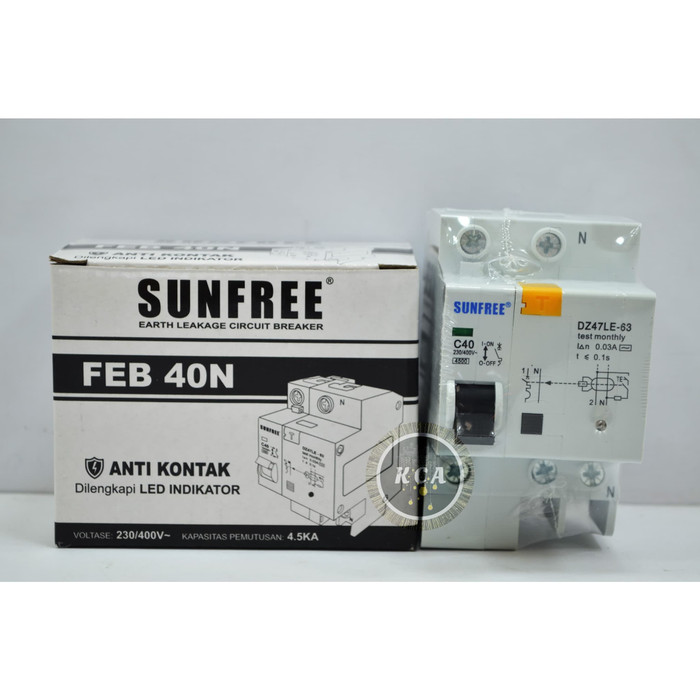 Anti Kontak / ELCB 40A ( Led Indikator ) FEB-40N Sunfree Termurah
