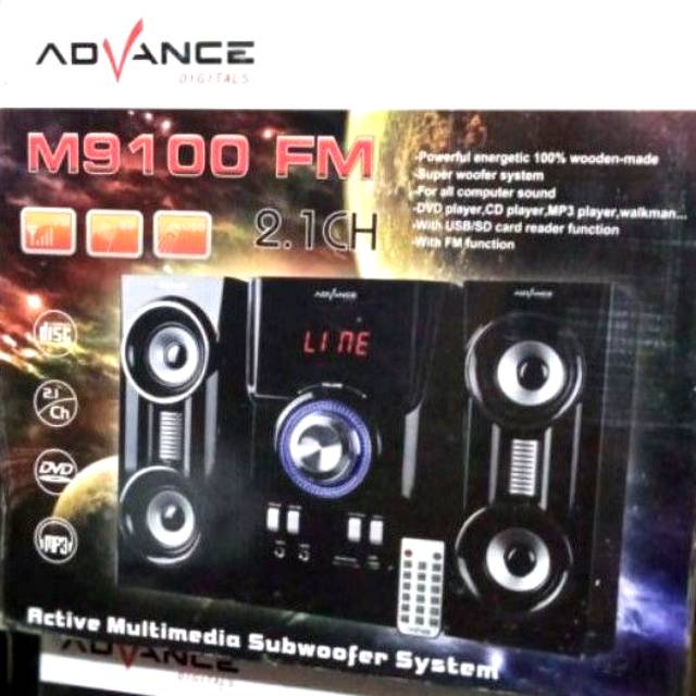 PORTABLE SPEAKER ADVANCE M9100FM M 9100 FM 9100FM SUPER WOOFER SUBWOOFER DVD CD MP3 WALKMAN PLAYER