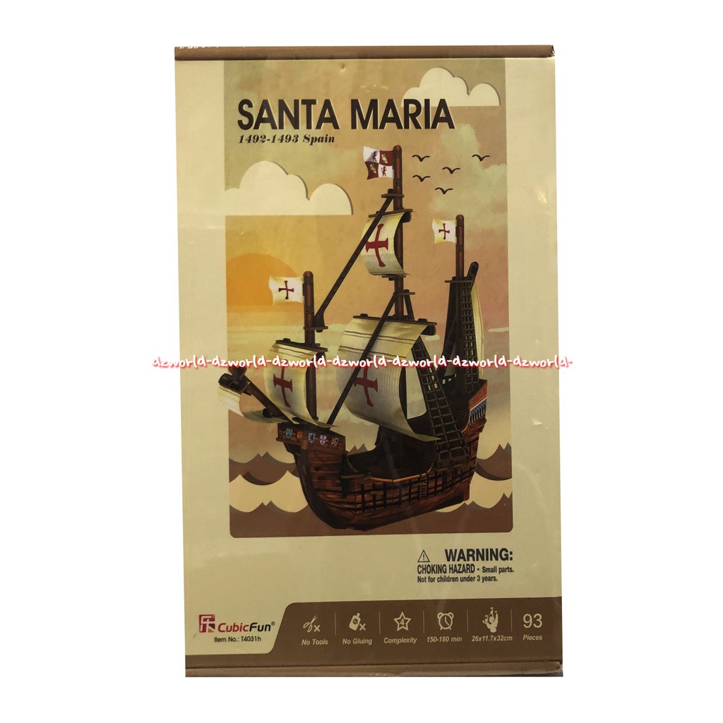 CubicFun Santa Maria 3D Puzzle 93 Keping Mainan Susun Puzzle Kapal