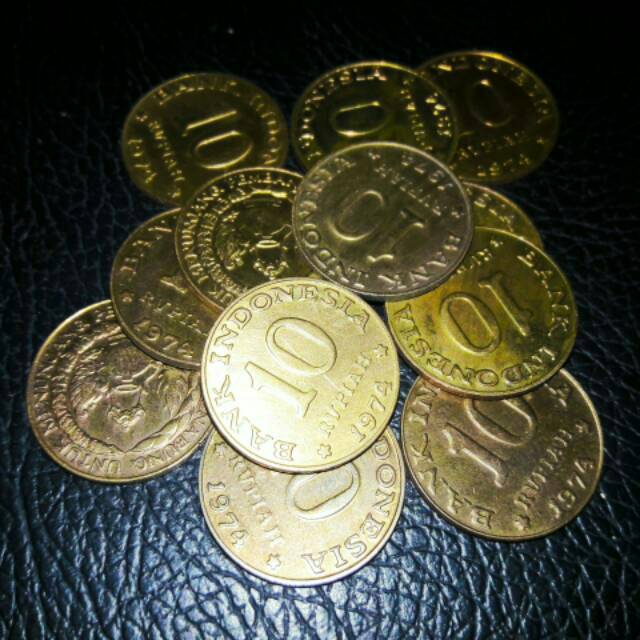 Koin 10 Rupiah Tabanas Kuningan Thn 1974 (Uang Kuno,uang mahar )
