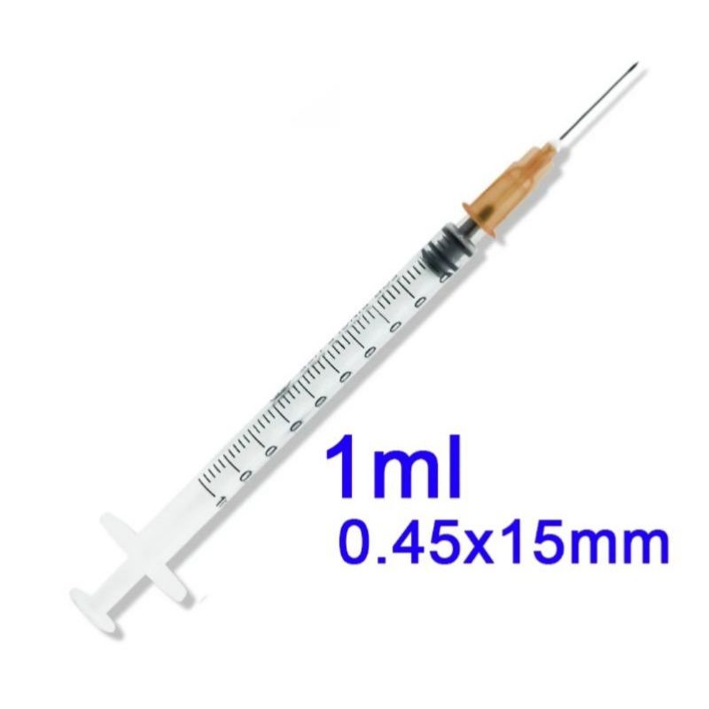 Suntikan Syiringe Spuit kecil Ukuran 1 cc / ml  jarum suntik kucing ayam kelinci Dll