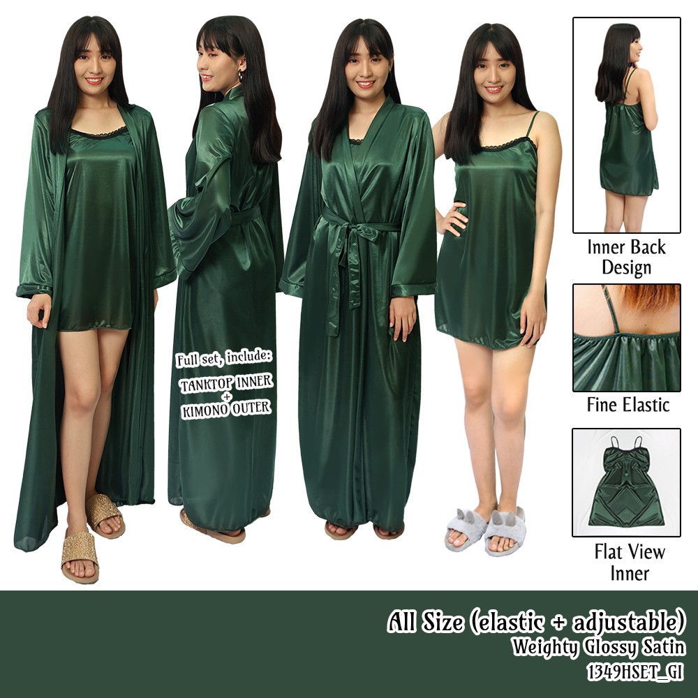FLV kimono set standar satin all size lingerie seksi linjeri baju haram baju dinas baju tidur wanita