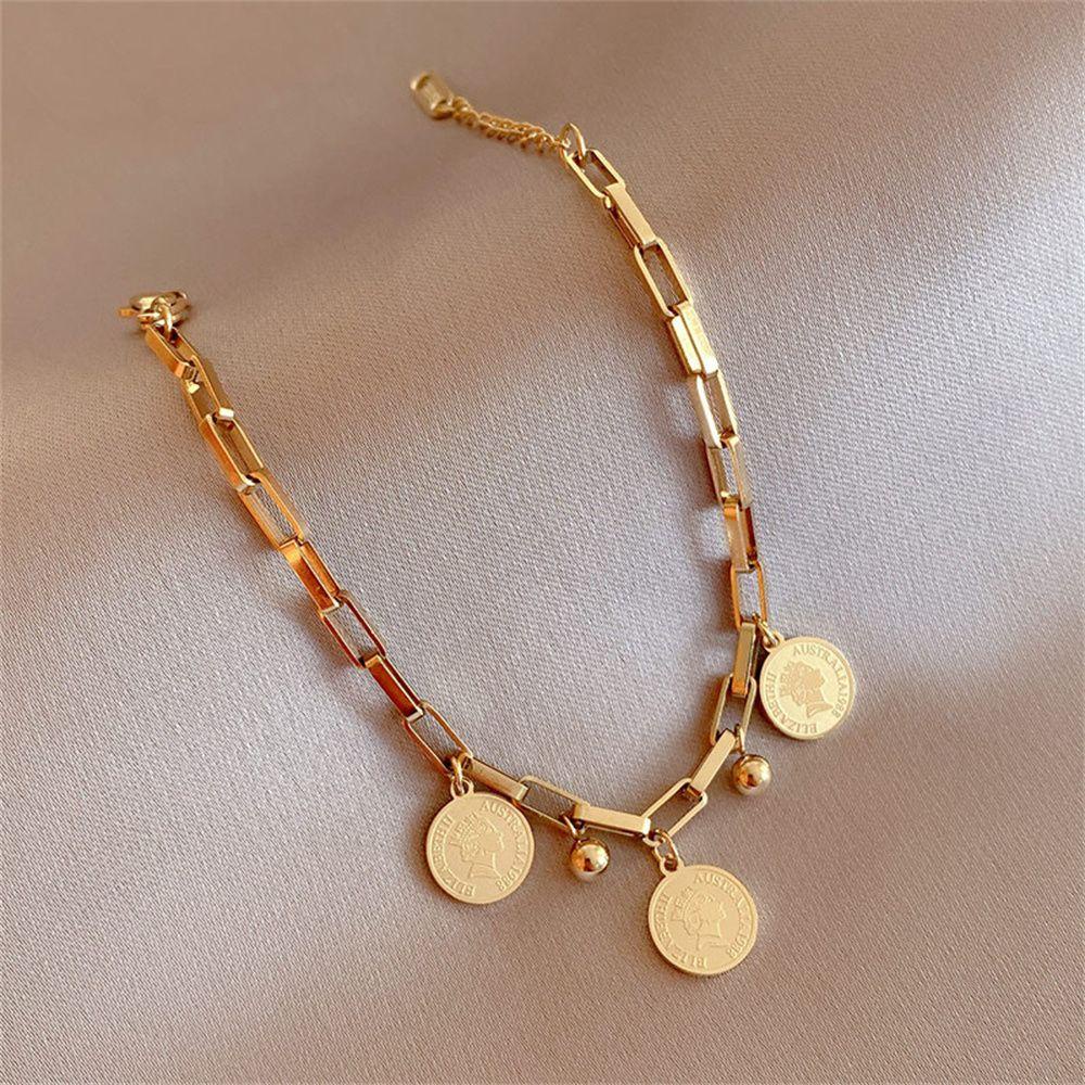 R-flower Pearl Bracelet Punk Anti Karat Lapis Emas Gothic Portrait