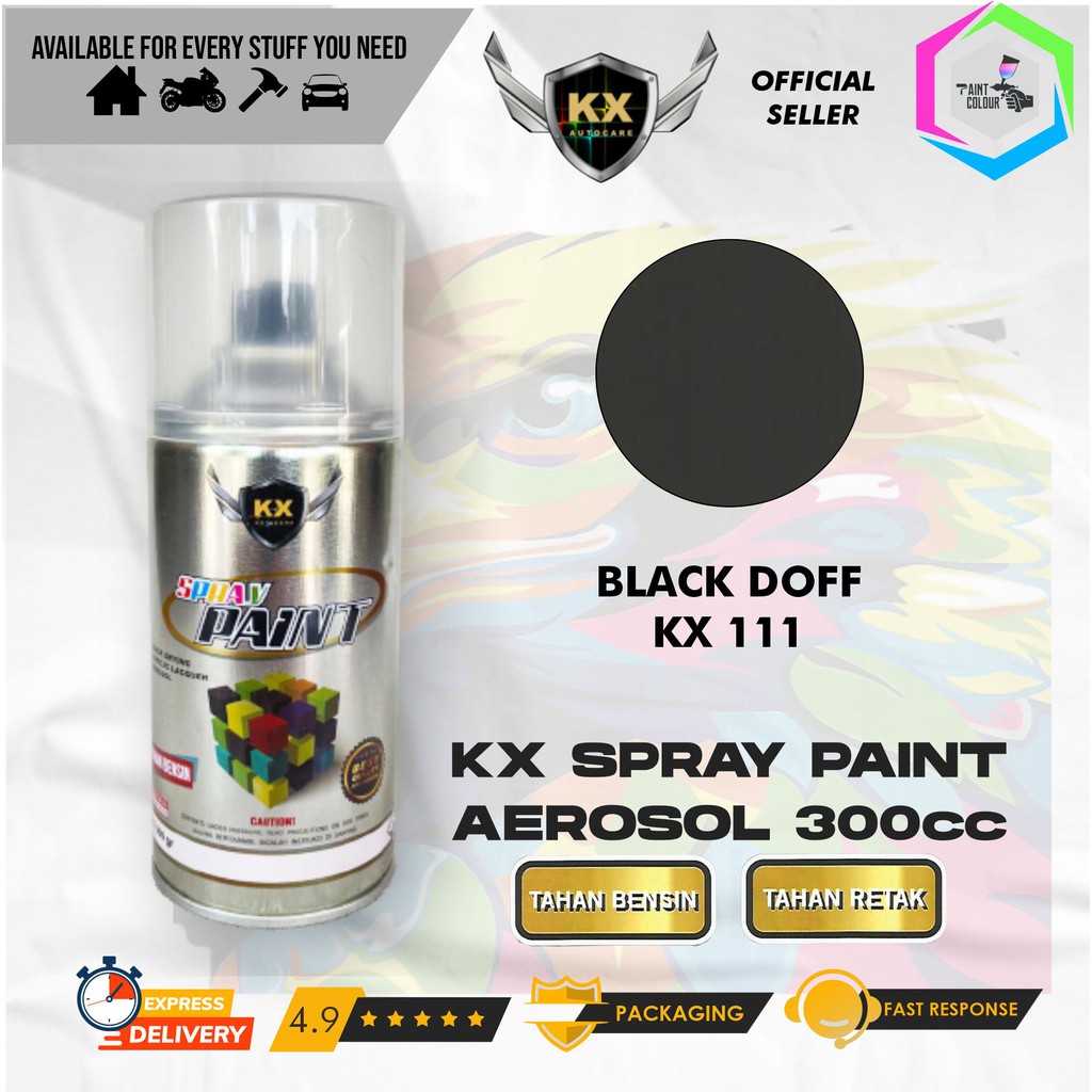 Cat Semprot Aerosol / Pylox KX Autocare Paint - KX 111  BLACK DOFF