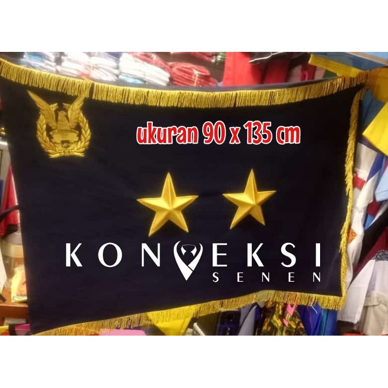 BENDERA PATAKA POLISI BENANG EMas BINTANG DUA UK. 90 X 135 CM