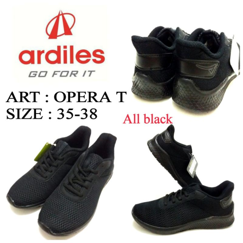 SEPATU SEKOLAH TALI UNISEX TERBARU BY ARDILES OPERA T WARNA ALL BLACK SIZE 35-38 TERBARU HARGA MURAH