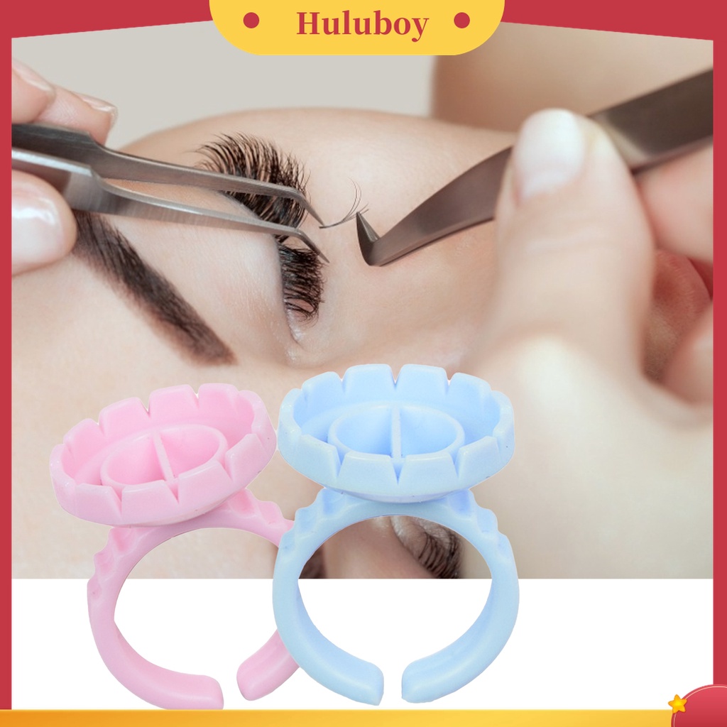 Huluboy Huluboy♡ 100pcs Cincin Holder Lem Bulu Mata Extension Untuk Makeup