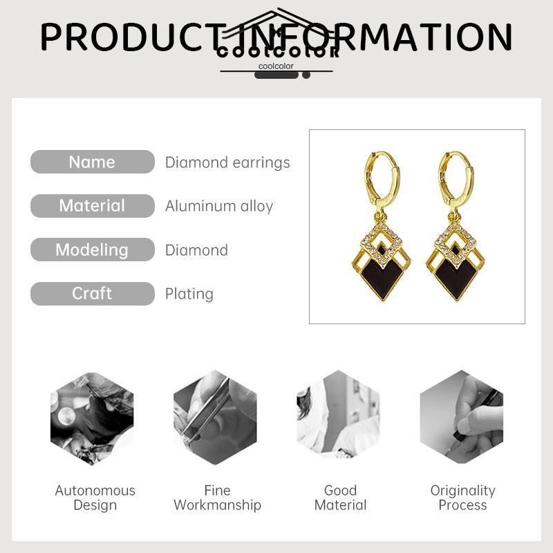 COD❤️1 Pasang Lima hitam berlian bentuk Korea anting jatuh minyak hitam Drop anting Fashion Wanita Sederhana Aksesoris Perhiasan Hadiah Ulang Tahu