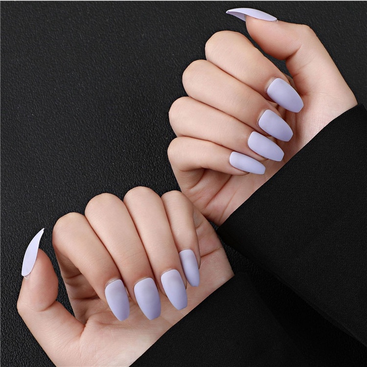 Kuku palsu polos isi 24 panjang oval medium 36 warna doff matte nude simple fake nails lancip langsung tempel nail art untuk wanita remaja dewasa