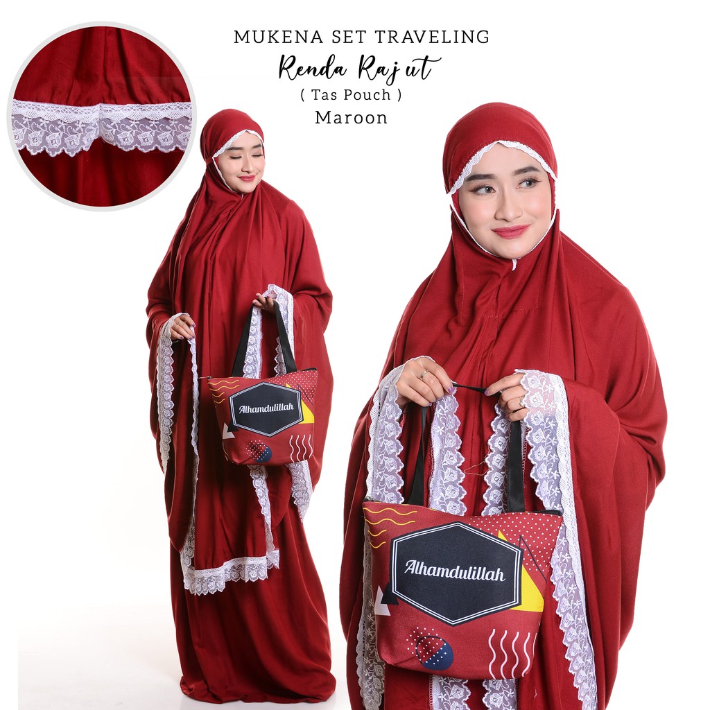 PUSAT MUKENA TASIK - MUKENA DEWASA RAJUT TRAVELING POUCH