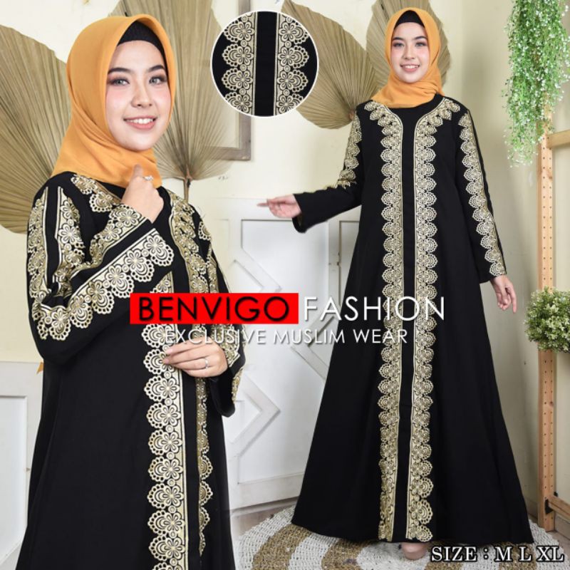 GAMIS ABAYA FULL BORDIR MODERN GAMIS ABAYA TURKI BORDIR