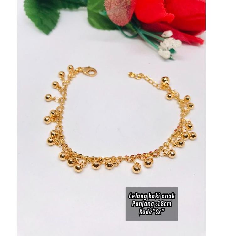 "BY.11Au22т" Gelang Kaki Anak Bola Emas India Xuping