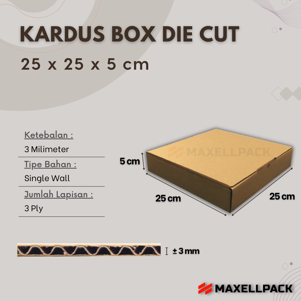 

Kardus Box Die Cut 25x25x5 CM Kotak Karton Packing Pizza Polos