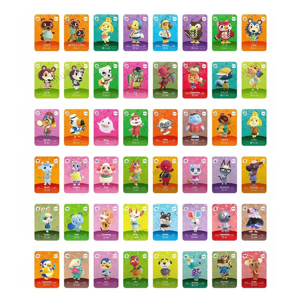 Preva Amiibo 1-24 Dari LIST NEW HORIZONS 401-448 425-448 Kartu Undangan Penduduk Desa Kecil