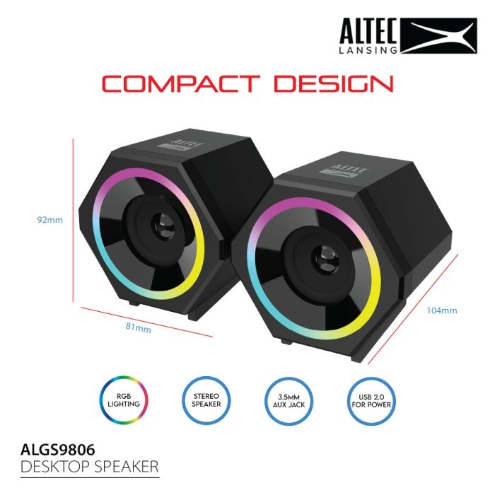 Altec Lansing Speaker ALGS9806 RGB 2.0 Channel