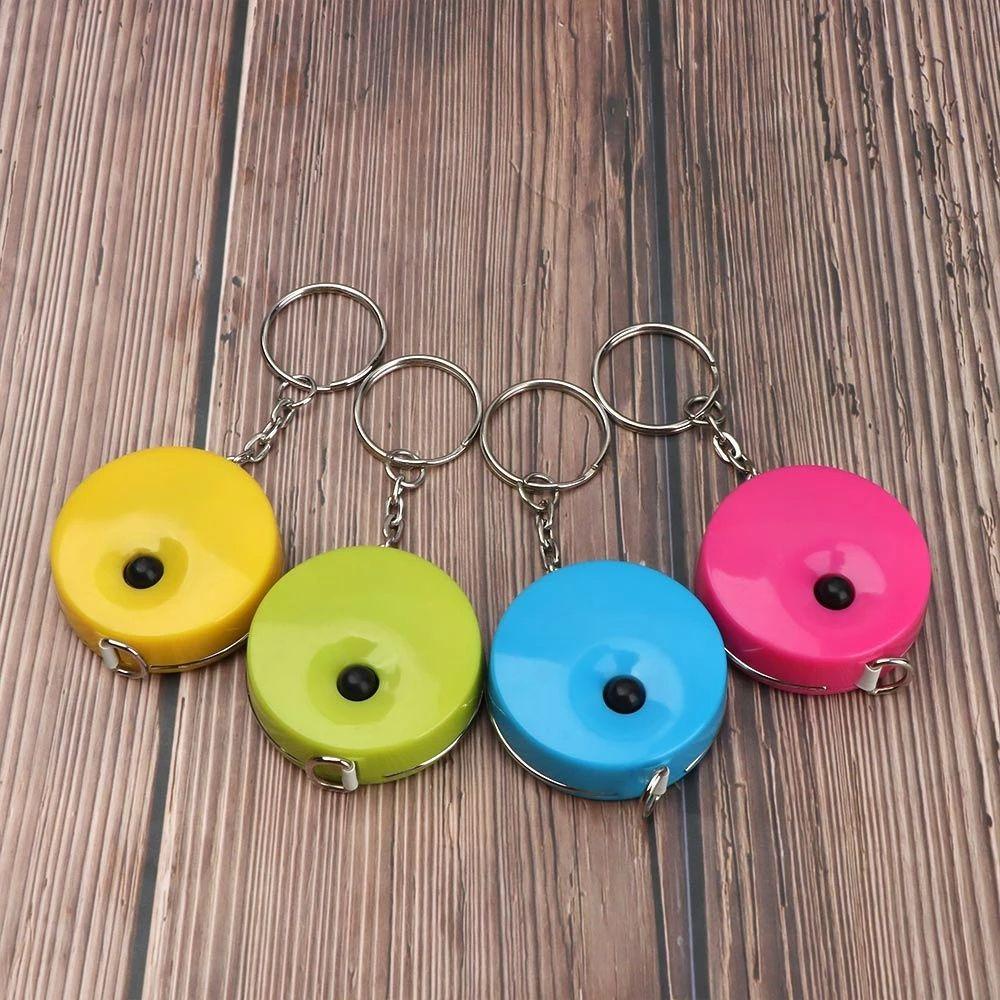 LANFY Ukur Gantungan Kunci Portable Kreatif Ukuran Pakaian Tape Keys Holder Candy Color Aksesoris Jahit KeyRings