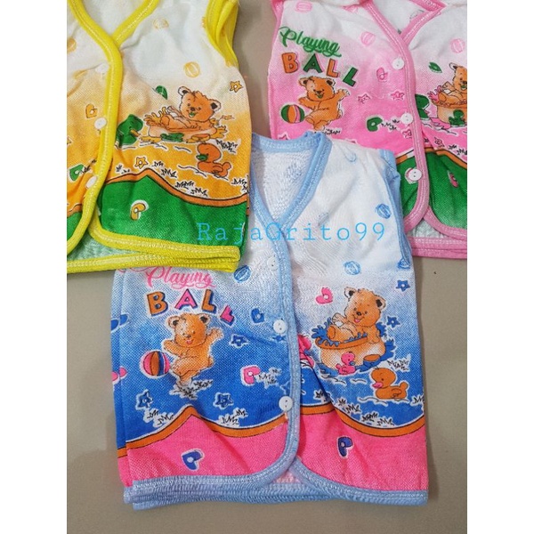 Baju Bayi Atasan Tanpa Lengan KATUN Print (Grosir 12pcs) Baju Bayi Yks / Baju bayi putih katun TC Motif