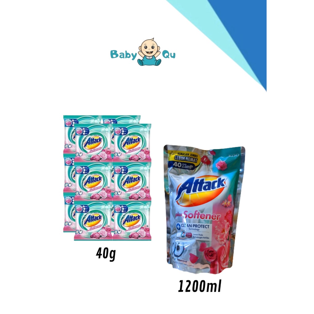 Attack Plus Softener Deterjen Cair 1200ml& Bubuk40gr / Azzamode