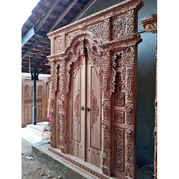 Pintu Gebyok Ukir 2 Meter Kayu Jati Sulawesi Jepara