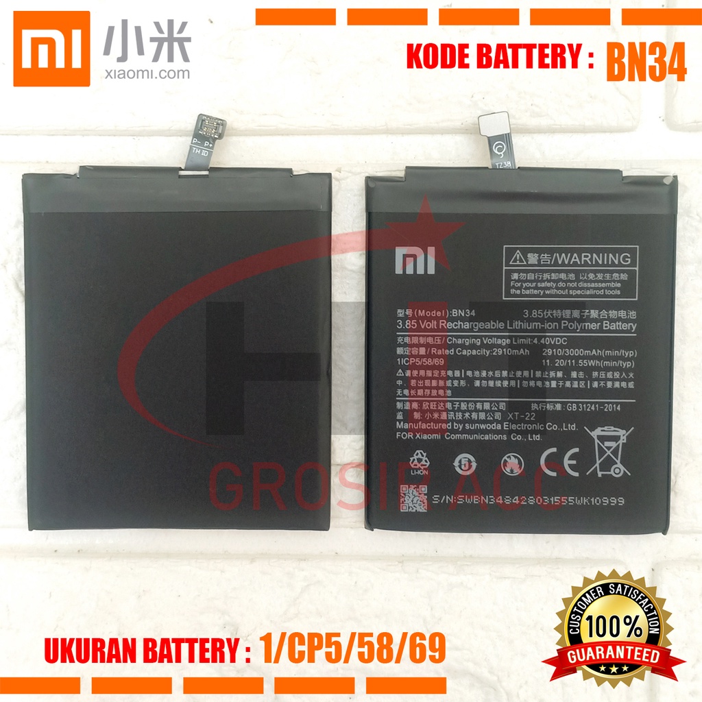 Baterai Battery Original XIAOMI Redmi 5A / Kode BN34