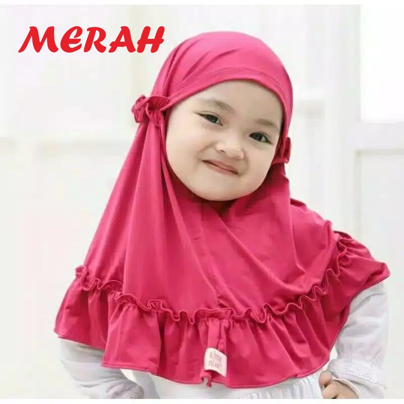 jilbab / anak / bayi / hijab /allsize 0-3 tahun/ CARLA-MERAH