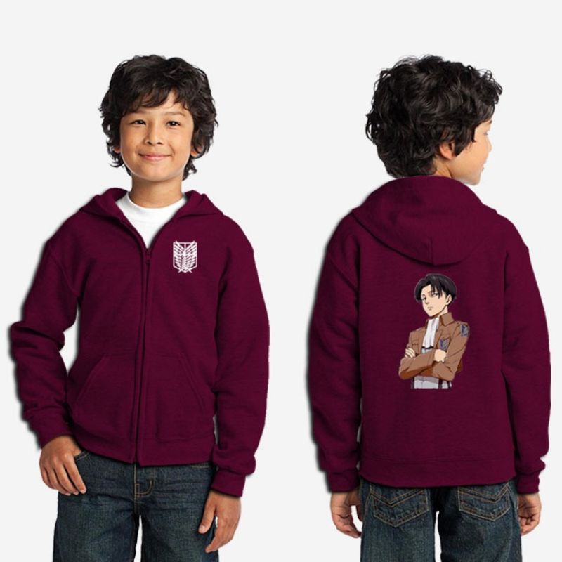 JAKET HOODIE  ZIPPER ANAK Attack On Titan Levi Ackerman