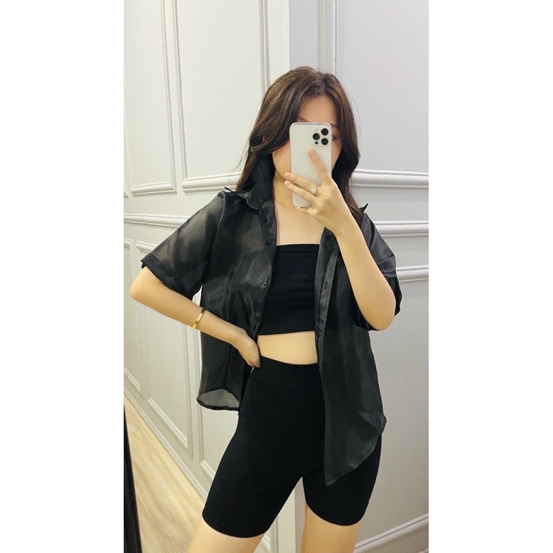 organza top kemeja organza