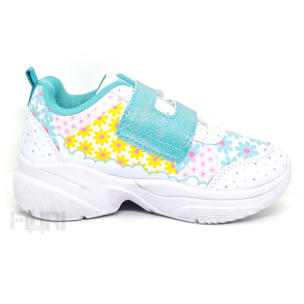 FIURI - ANDO ORIGINAL - MAGICAL FLOWER PEREKAT 29-32 PUTIH BIRU - SEPATU SNEAKERS KANVAS SOL KARET ANAK KECIL PEREMPUAN  - SEPATU BERMOTIF BUNGA KETS LUCU FASHION TRENDY - SEPATU SEKOLAH PAUD TK KRETEKAN PEREKAT CEWEK MURAH PROMO DISKON BONUS KAOS KAKI