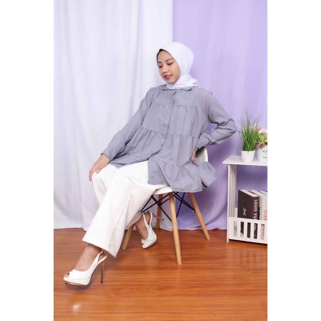 Tq88indonesia Baju Blouse Wanita Terbaru / Sora Blouse  / Blouse Rempel Kekinian / Blus / Ootd Terbaru / Outfit Citayam Kekinian