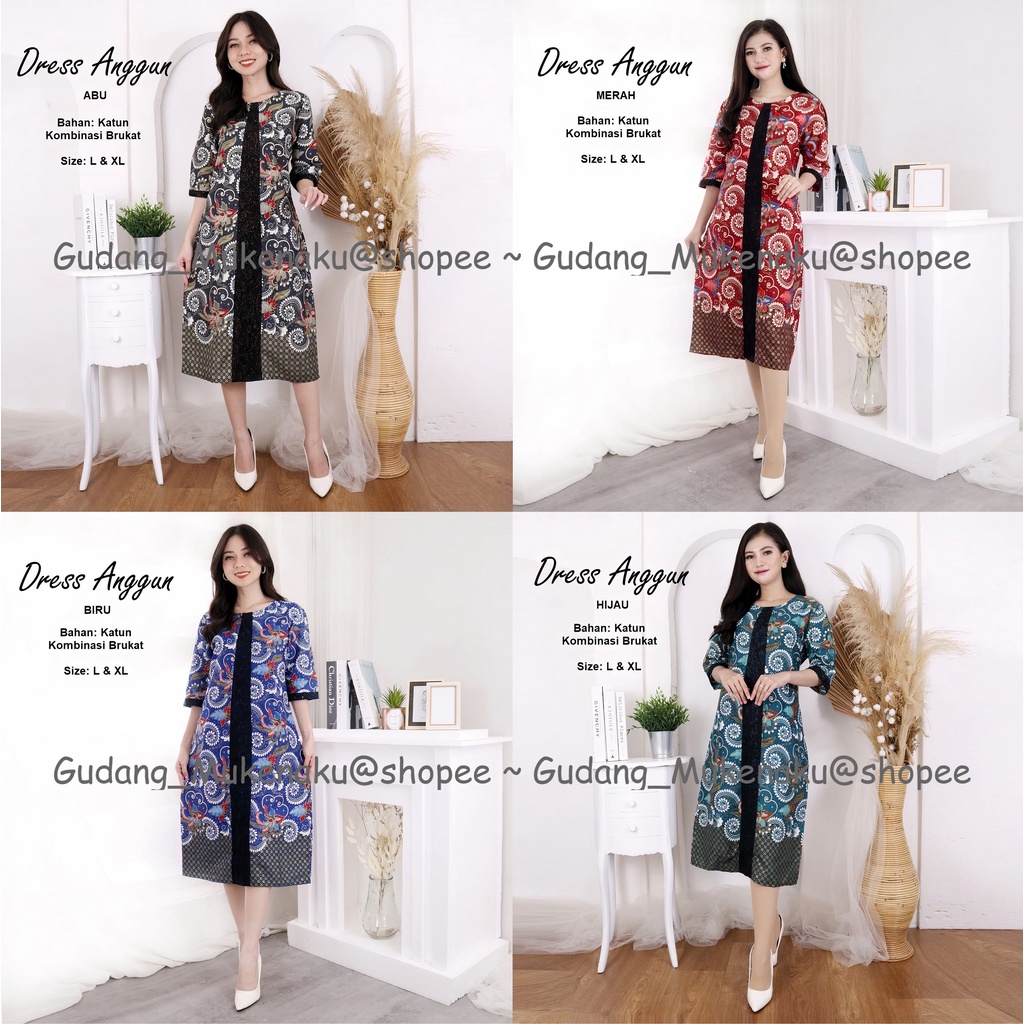 Gudang_Mukenaku Dress Anggun Bahan Katun Kombinasi Brukat Pakaian Fashion Wanita Dewasa Terbaru Premium COD bisa bayar di tujuan