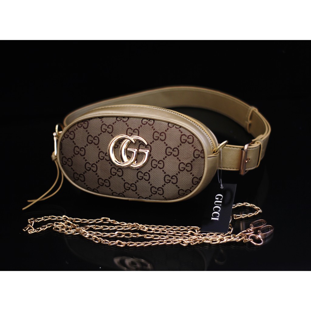 Tas Selempang Cantik (BACA DESKPSI]  GUCCI BELT NAGITA MINI KANVAS DOUBLE TALI Tas Impor