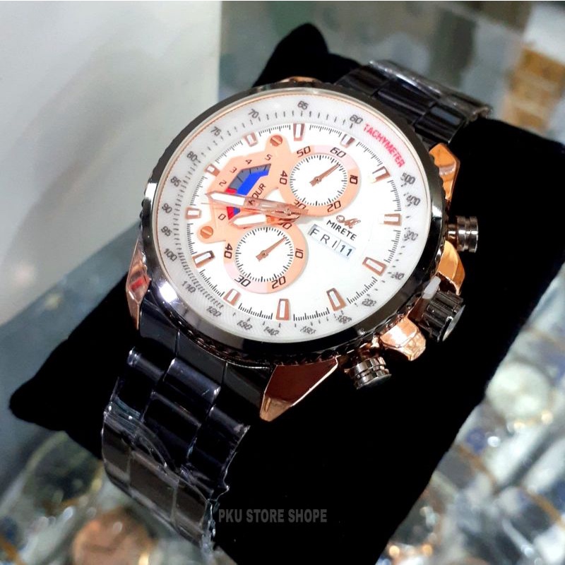 Jam Tangan Pria Mirete Ori Strap Rantai Original Analog Quarsa Sporty Import | Realpic Sesuai Foto READY stok | Jam Tangan Pria Anti Air |  Jam Tangan Cowok Water Resistant | Free Box | Jam Tangan Import Cowok | Jam Tangan Kasual Mirete Fitur Tanggal Hari