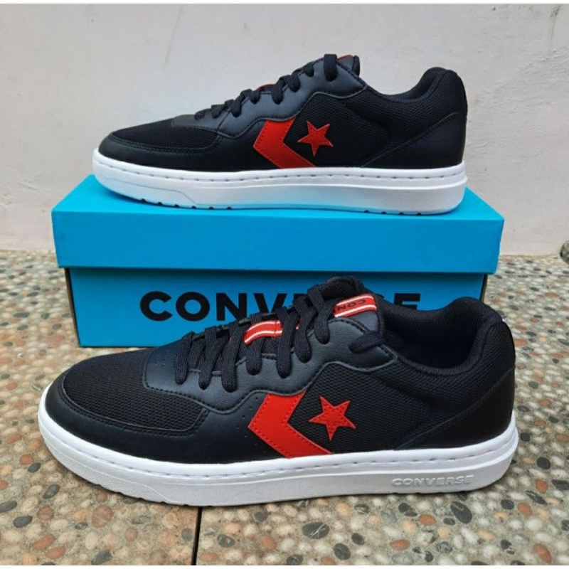 CONVERSE RIVAL OX Black/University Red/White - Sku : 167530C Sepatu Sneakers Casual ORIGINAL