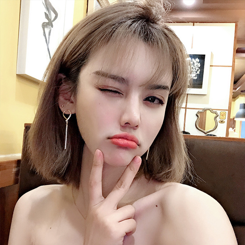 Anting Tusuk Gantung Desain Geometri Gaya Korea Untuk Wanita